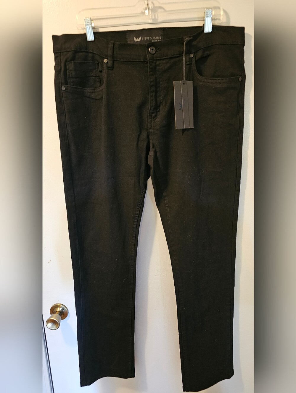 Steve's Jeans Slim Fit Stretch Black‎ Denim Jeans Men's Size 36x32 NWT